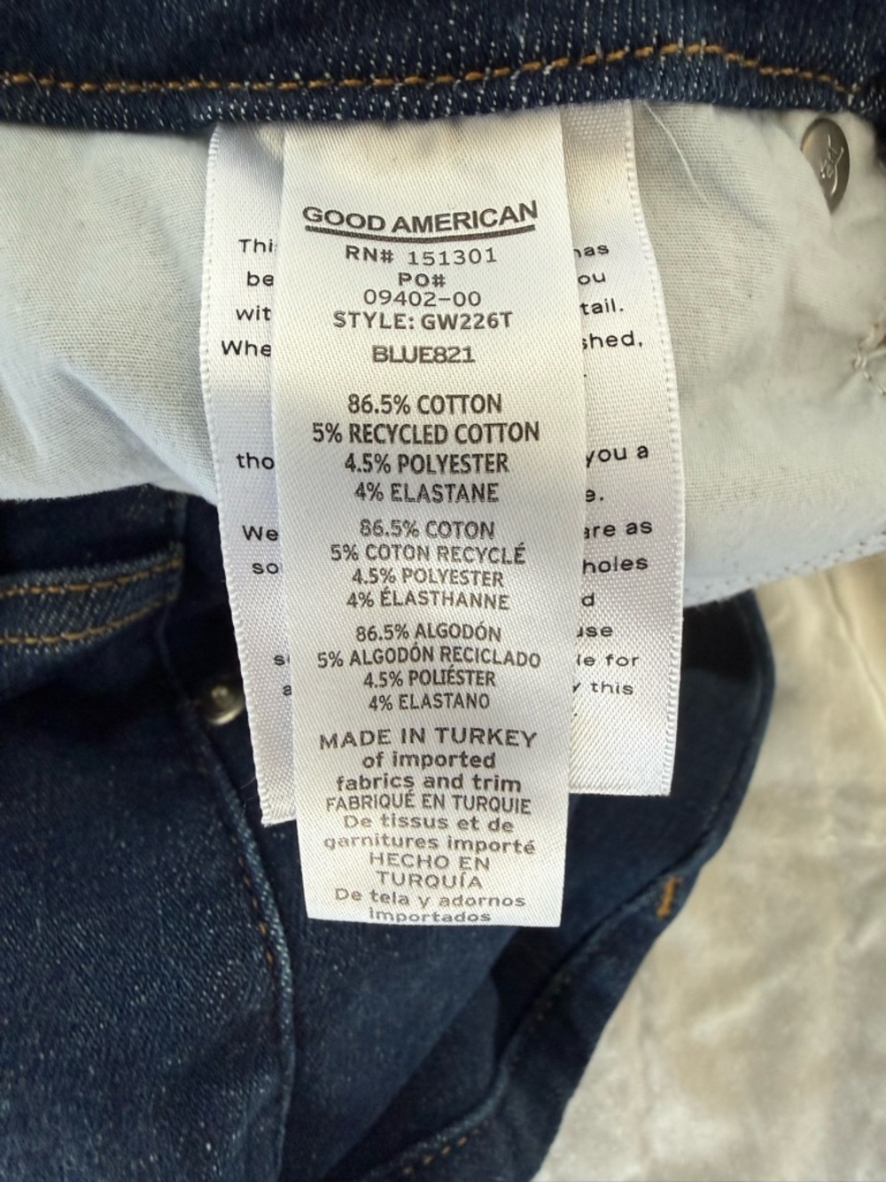Good American Dark Blue Denim Skinny Jeans Label View - Picture 6 of 6